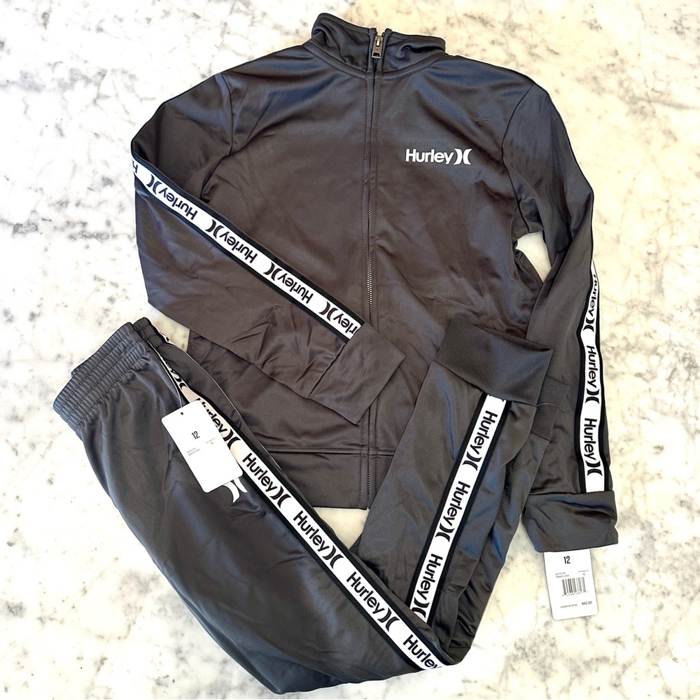 Youth Hurley Gray Tracksuit with Logo Stripes